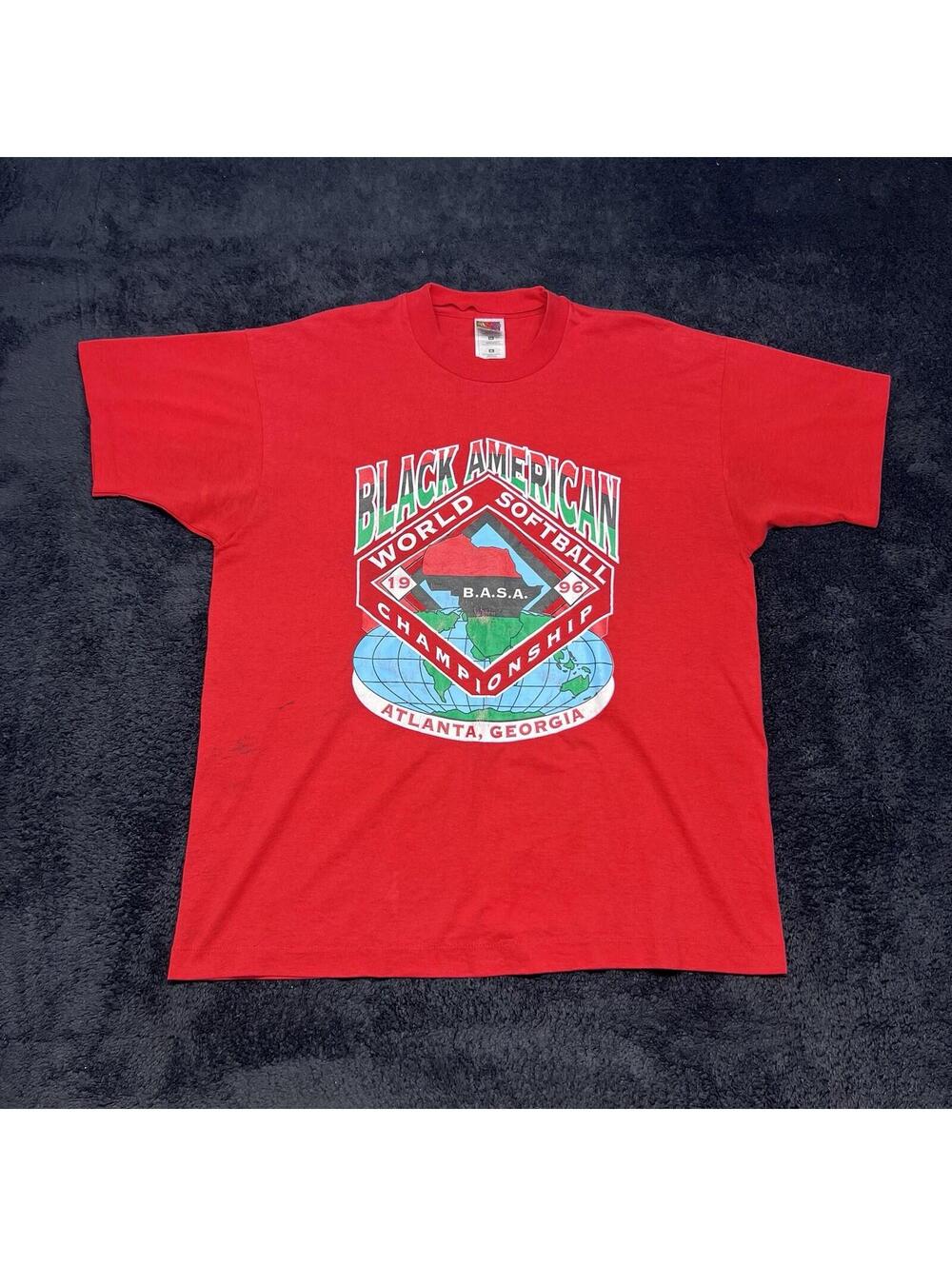 Vintage 1996 Black American World Softball Championship Atlanta Georgia Tee XL